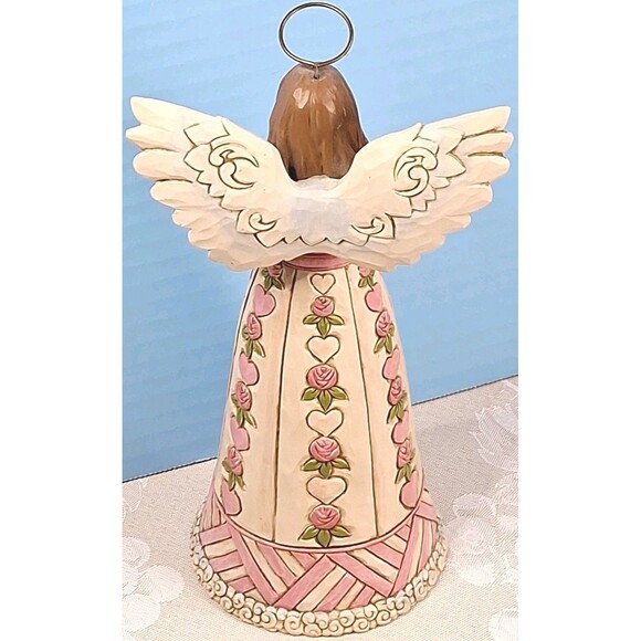 Jim Shore Hold Hope In Your Heart Breast Cancer Awareness 8" Angel Figurine EC - Picture 4 of 8
